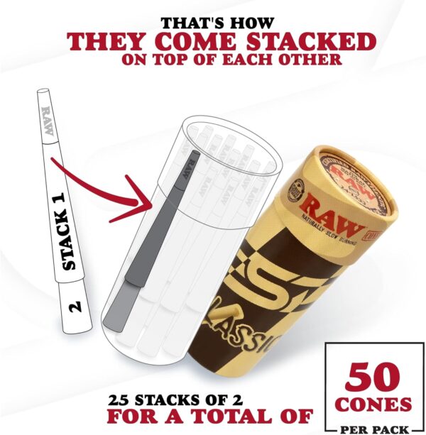 RAW Cones Classic King Size | Natural Pre Rolled Rolling Paper - Image 2